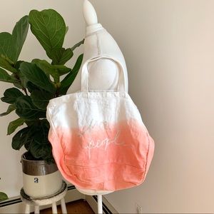 FP canvas shoulder bag tote dip dye ombre peach